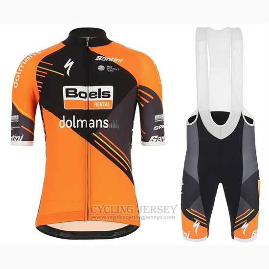 2019 Cycling Jersey Women Boels Dolmans Orange Short Sleeve and Bib Short